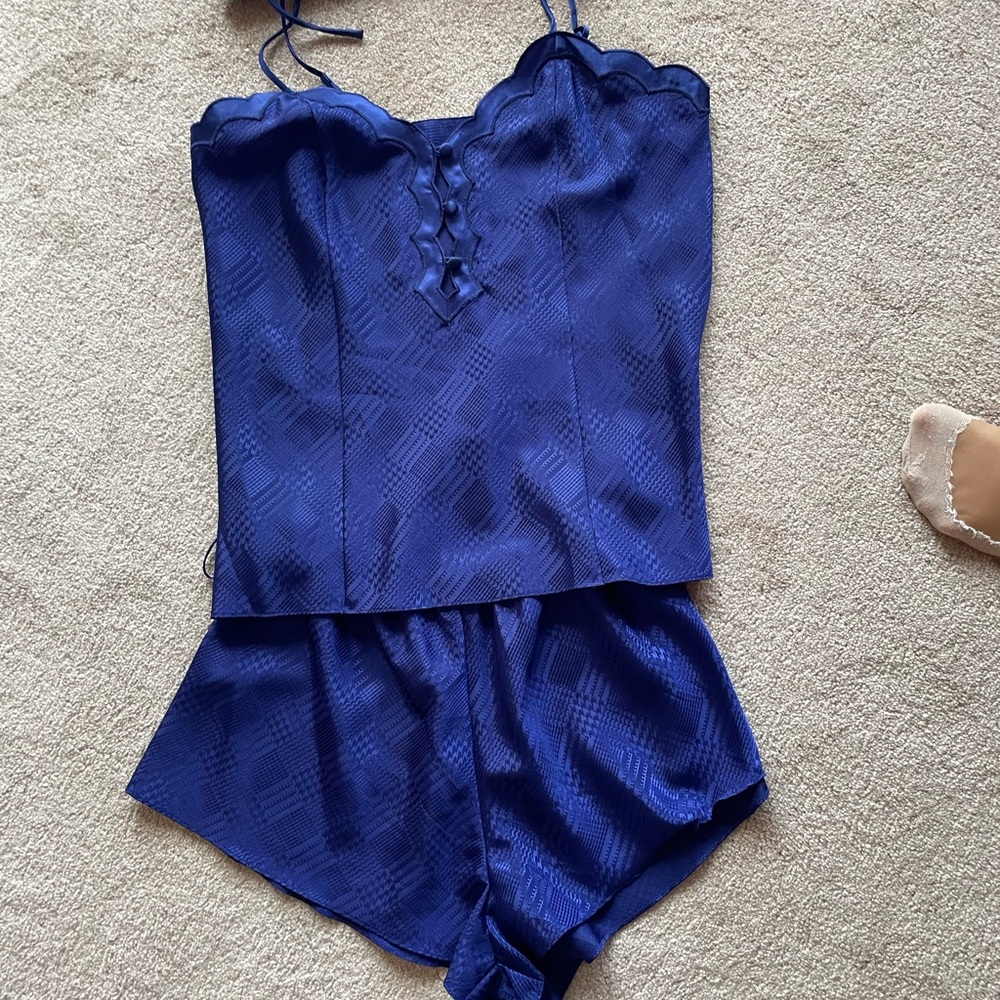 Victoria's Secret Blue Satin Pajama Set